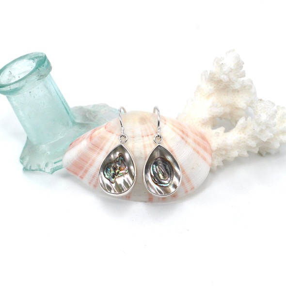 Abalone Teardrop Shimmer Single Bezel Earrings