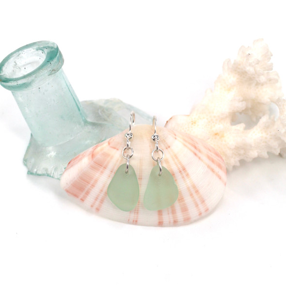 Seafoam Drop Sea Glass Simply Drilled Earrings