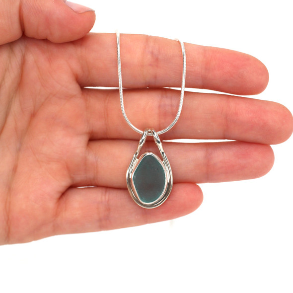 Aqua Sea Glass Lasso Necklace Aqua Sea Glass Lasso Necklace