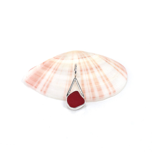 Red Rose Sea Glass Lunar Drop Charm
