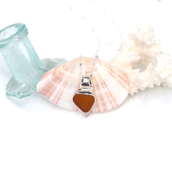 Amber Sea Glass Trinity Slide Necklace