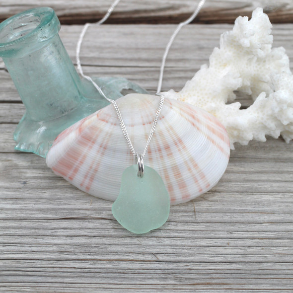 Seafoam Sea Glass Simply Organic Necklace