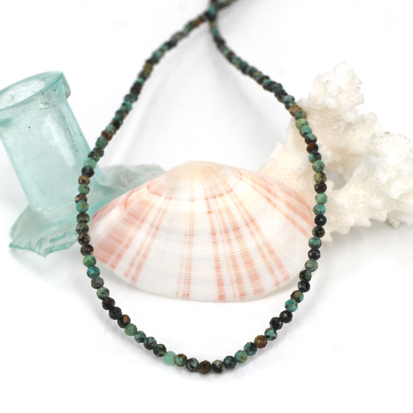 African Turquoise Beaded Gemstone Necklace 17"-19" Adjustable Length