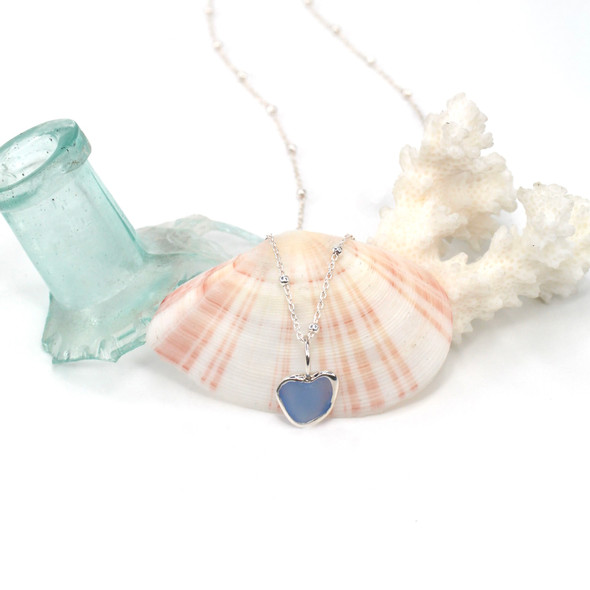 Cornflower Plush Sea Glass Bezel Wrap Charm