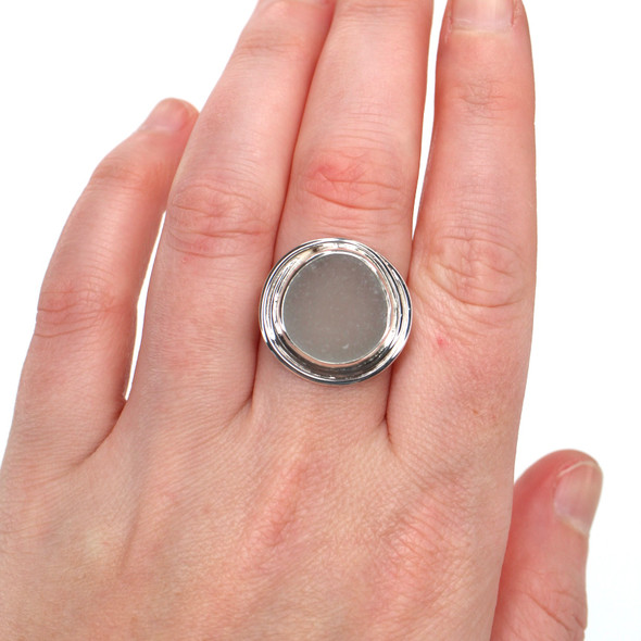 Gray Mist Sea Glass Nest Ring - Size 9 on model for color reference. Gray Mist Sea Glass Nest Ring - Size 9 on model for color reference.