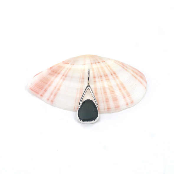 Olive Sea Glass Lunar Drop Charm