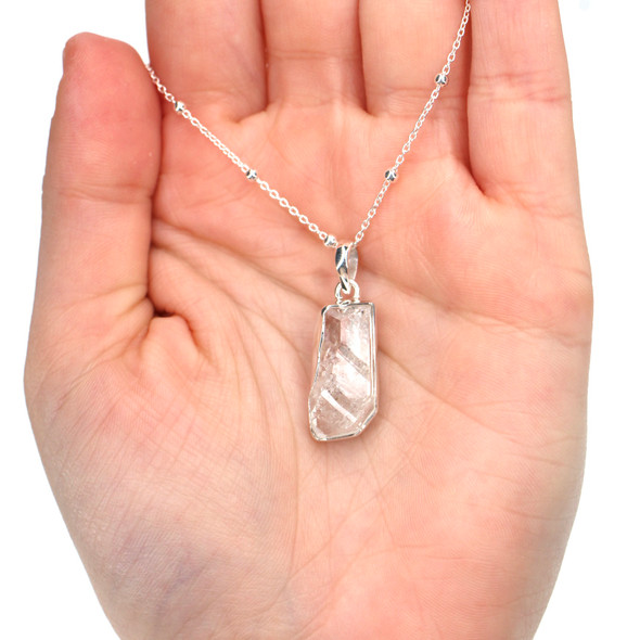 Herkimer Diamond Bezel Set Necklace on model for color reference.