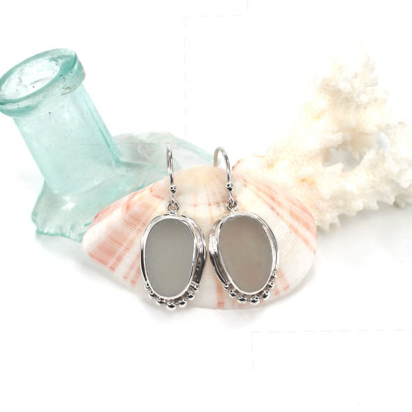 Gray Sea Glass Beaded Empress Earrings Gray Sea Glass Beaded Empress Earrings