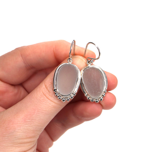 Gray Sea Glass Beaded Empress Earrings Gray Sea Glass Beaded Empress Earrings