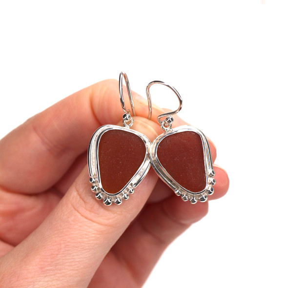 Amber Sea Glass Beaded Empress Earrings Amber Sea Glass Beaded Empress Earrings