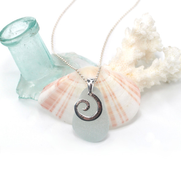 White Gray Soothing Sea Glass Journey Necklace