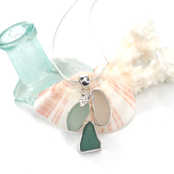 Olive Skies Sea Glass Cascading Leaves Necklace Olive Skies Sea Glass Cascading Leaves Necklace