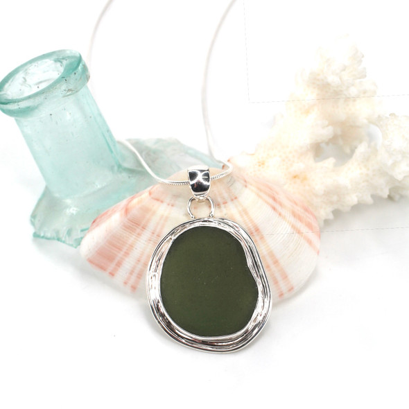 Olive Depths Sea Glass Nest Necklace Olive Depths Sea Glass Nest Necklace