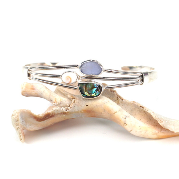 Purple Mystique Sea Glass Three Piece Cuff Bracelet Purple Mystique Sea Glass Three Piece Cuff Bracelet