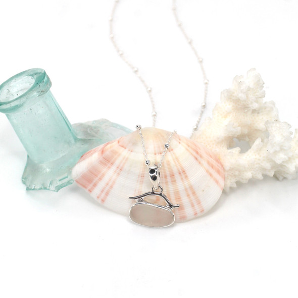 White Sea Glass Wave Necklace