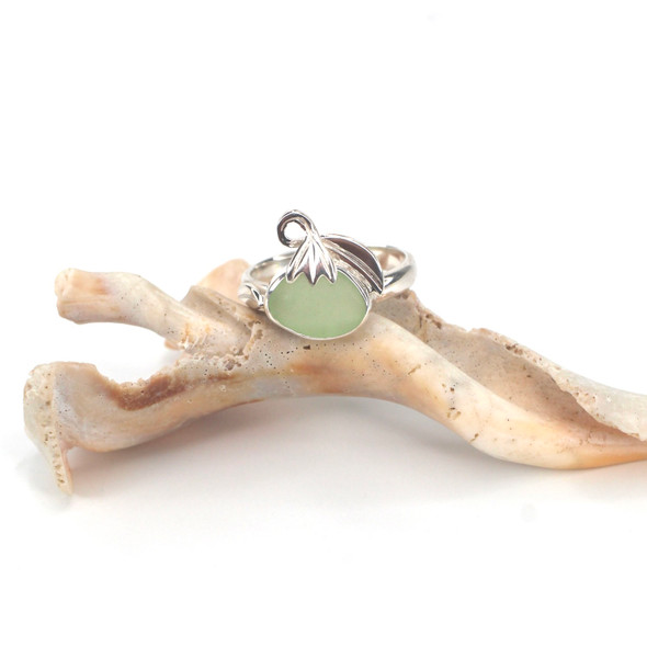 Seafoam Oval UV Sea Glass Pumpkin Ring - Size 9 Seafoam Oval UV Sea Glass Pumpkin Ring - Size 9