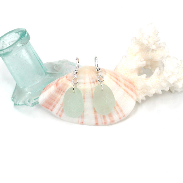 Seafoam Elongated Sea Glass Simply Drilled Earrings Seafoam Elongated Sea Glass Simply Drilled Earrings