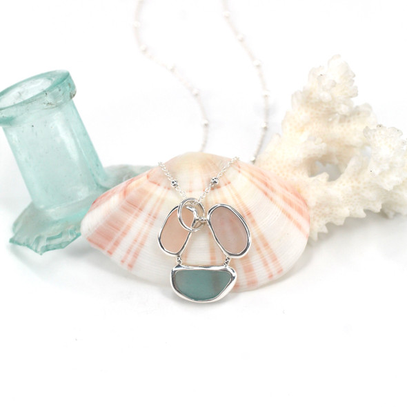 Pastel Sea Glass Circle of Life Necklace