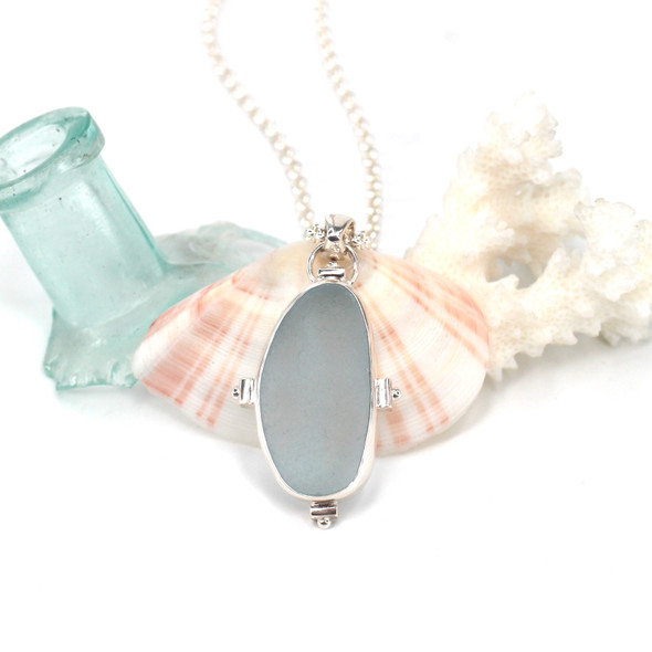 Aqua Ice Sea Glass Square Necklace Aqua Ice Sea Glass Square Necklace