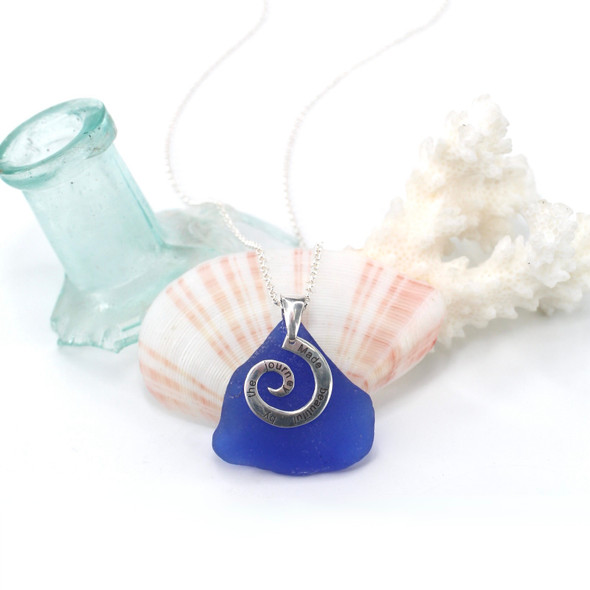 Cobalt Triangle Sea Glass Journey Necklace