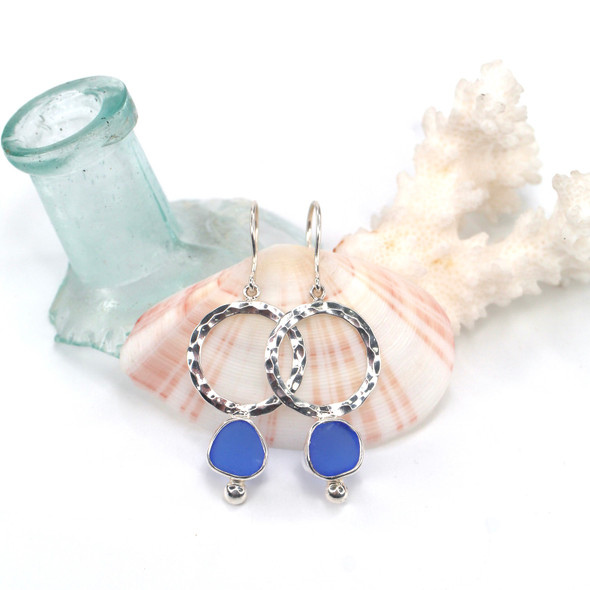 Cobalt Sea Glass Glimmer Earrings