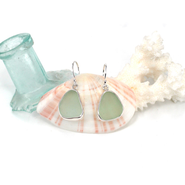 Seafoam Soothing Triangle Sea Glass Earrings Seafoam Soothing Triangle Sea Glass Earrings