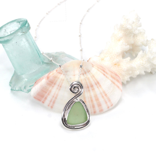 Seafoam UV Sea Glass Swirl Necklace Seafoam UV Sea Glass Swirl Necklace