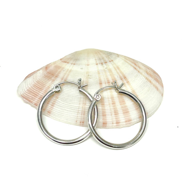 Sterling Silver Medium Hoop Earrings - 22mm