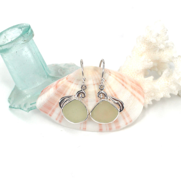 Seafoam UV Sea Glass Pumpkin Earrings Seafoam UV Sea Glass Pumpkin Earrings