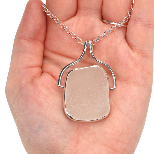 White Square Sea Glass Pharaoh Necklace on model for color reference. White Square Sea Glass Pharaoh Necklace on model for color reference.