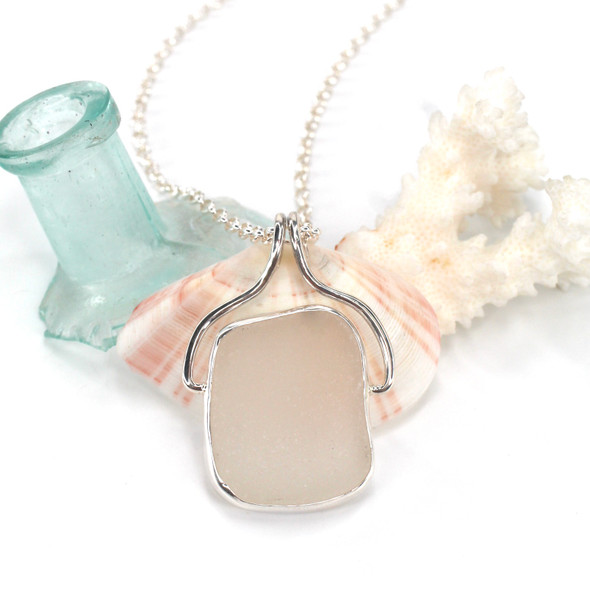 White Square Sea Glass Pharaoh Necklace White Square Sea Glass Pharaoh Necklace