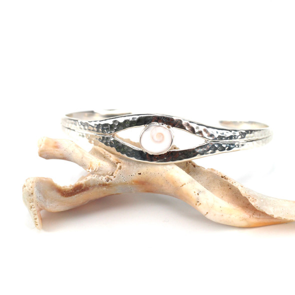 Shiva Swirl Shell Hammered Cuff Bracelet Shiva Swirl Shell Hammered Cuff Bracelet