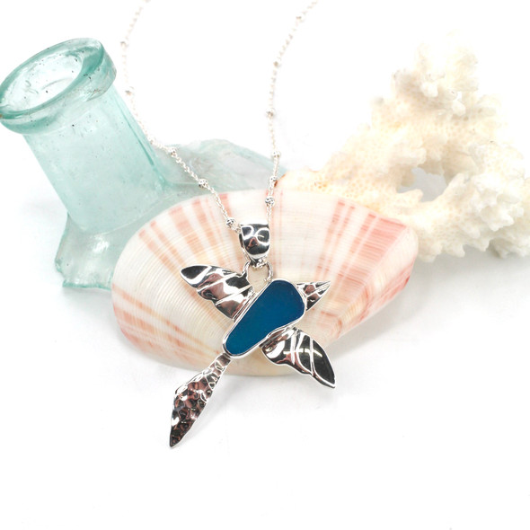 Turquoise Sea Glass Bird in Flight Necklace Turquoise Sea Glass Bird in Flight Necklace