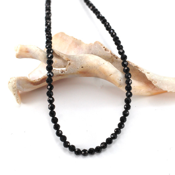 Black Spinel Beaded Gemstone Necklace 17"-19" Length