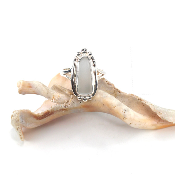 Gray Column Sea Glass Trio Bead Ring - Size 9 Gray Column Sea Glass Trio Bead Ring - Size 9