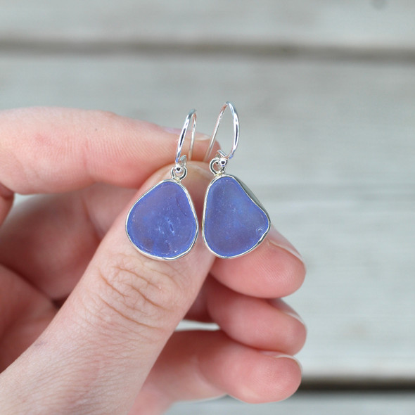 Insta Sale Cornflower Sea Glass Bubbles Earrings- MM