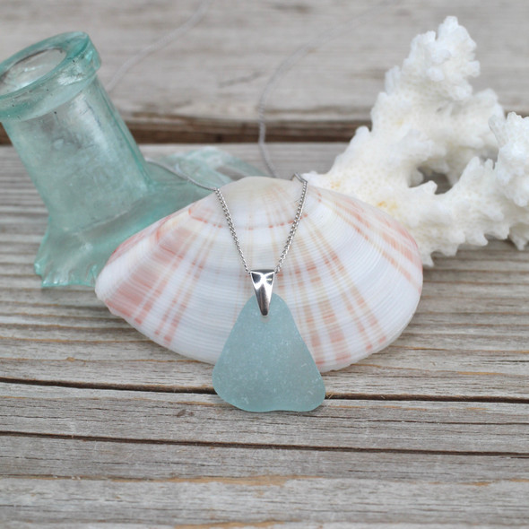 Light Blue Simple Drop Necklace on 18" chain - Slightly Damaged