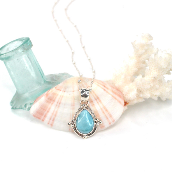 Larimar Ocean Tide Trinity Beaded Necklace
