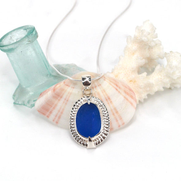 Cobalt Sea Glass Rising Sun Necklace Cobalt Sea Glass Rising Sun Necklace