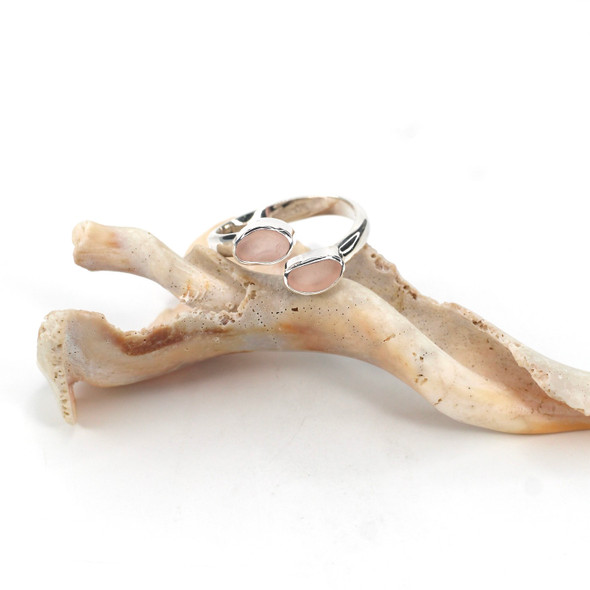 Pink Blush Sea Glass Bypass Ring - Size 9