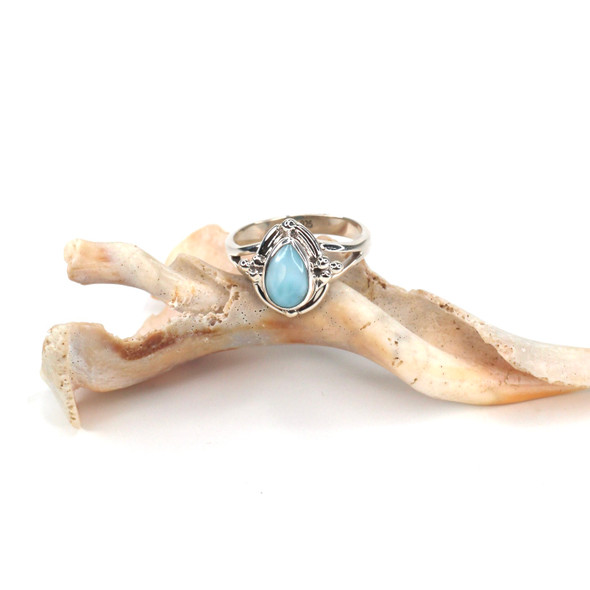 Larimar Whispering Clouds Trinity Split Band Beaded Ring - Size 9 Larimar Whispering Clouds Trinity Split Band Beaded Ring - Size 9