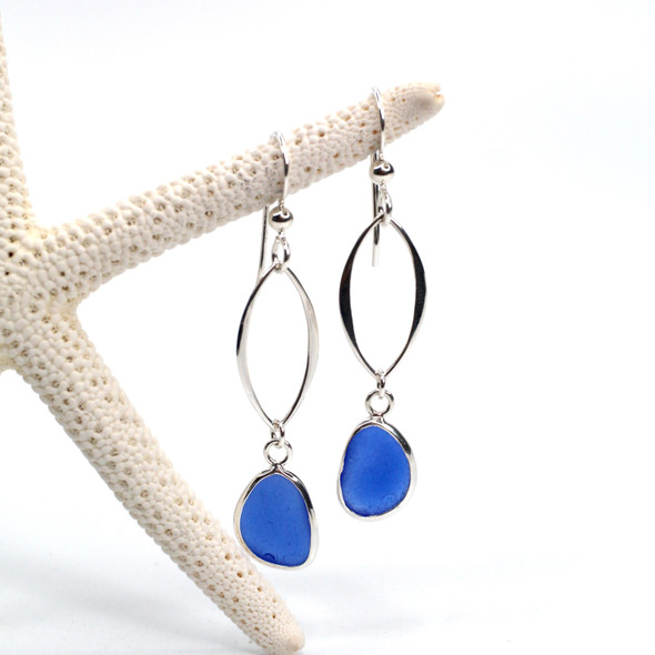 Marquee Sea Glass Bezel Wrap Earrings Marquee Sea Glass Bezel Wrap Earrings