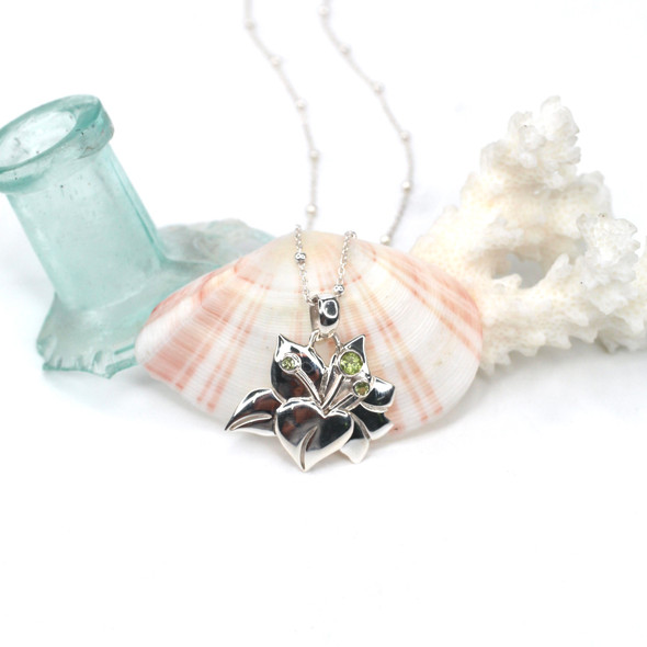 Sterling Silver and Peridot Stargazer Flower Necklace