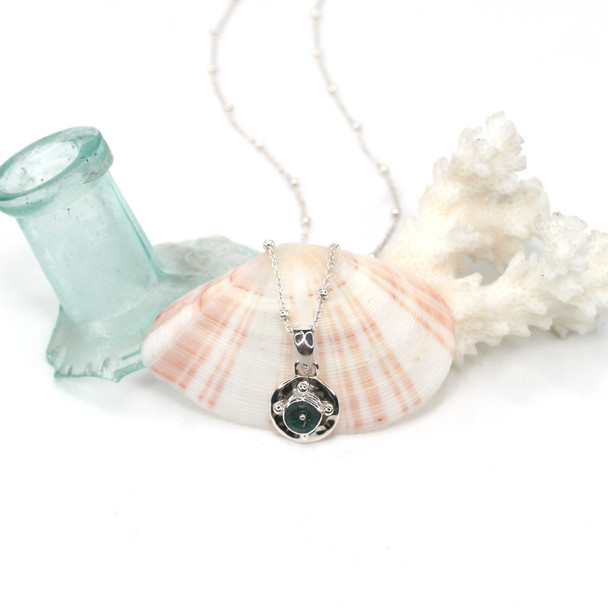 Deep Blue Ancient Roman Glass Disk Necklace