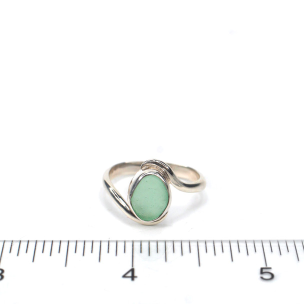 Seafoam Sea Glass Serenity Ring - Size 9 on ruler for size reference.