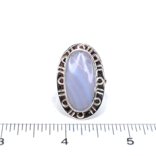 Lace Agate Enchanted Cove Ring - Size 9 on ruler for size reference.