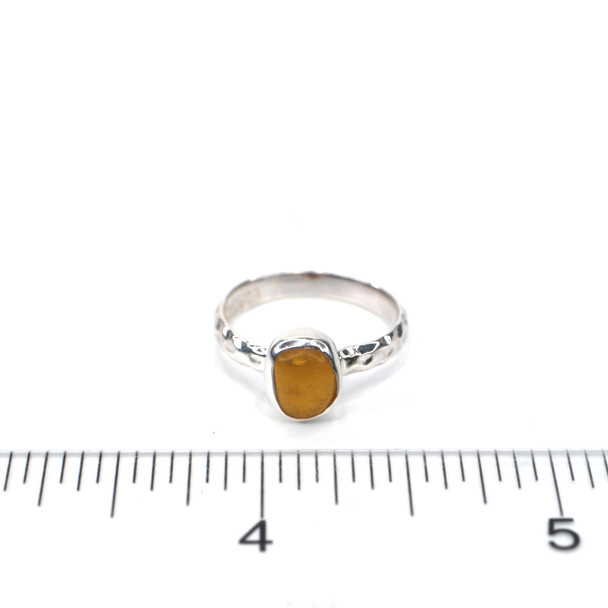 Honey Amber Sea Glass Stack Ring- Size 6 on ruler for size reference.