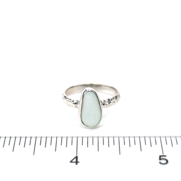 Seafoam Sea Glass Stack Ring - Size 7 on ruler for size reference.