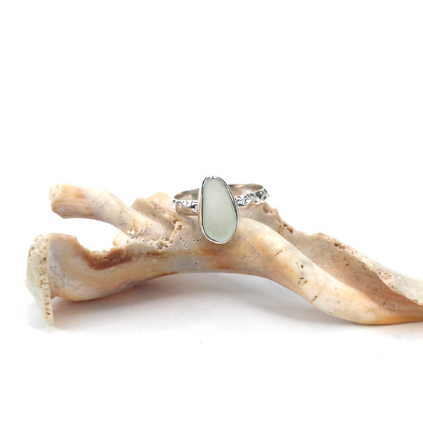Seafoam Sea Glass Stack Ring - Size 7