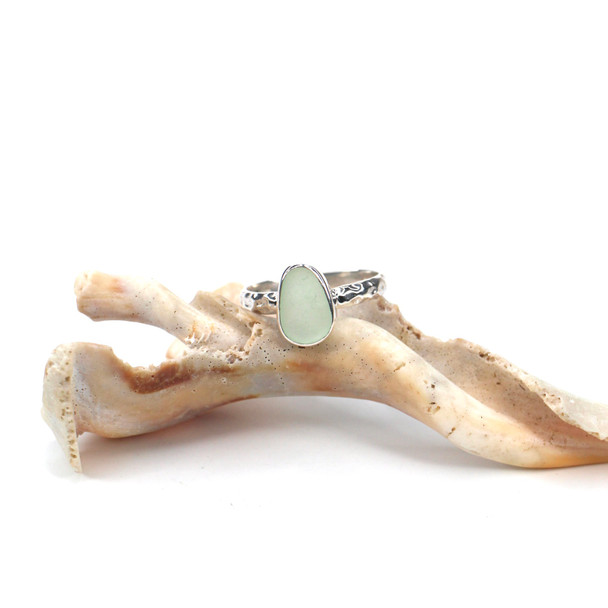 Seafoam Sea Glass Stack Ring - Size 8